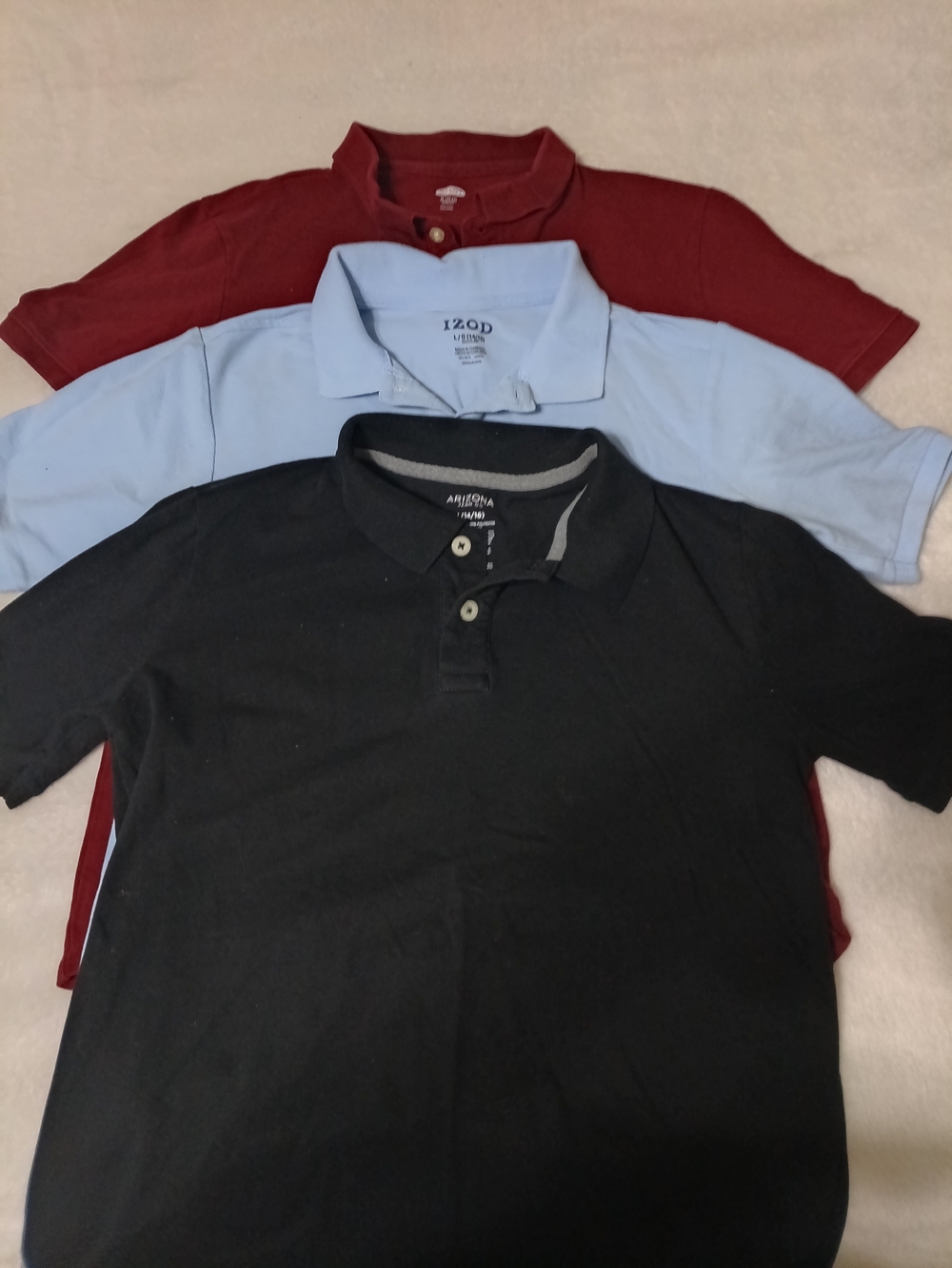 Izod Boy's Polo Shirts - Light Blue & Burgundy (with Black Polo)